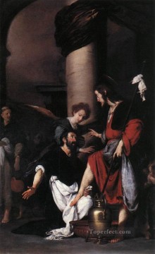 キリストの足を洗う聖アウグスティヌス イタリアの画家ベルナルド・ストロッツィ Oil Paintings